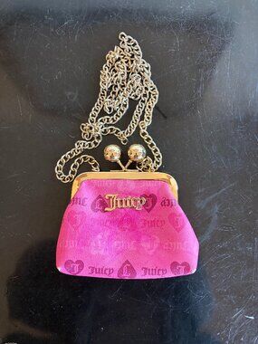 Juicy Couture Pink Girls Just Wanna Have Fun Kisslock Coin Purse Pre-Owned Used
